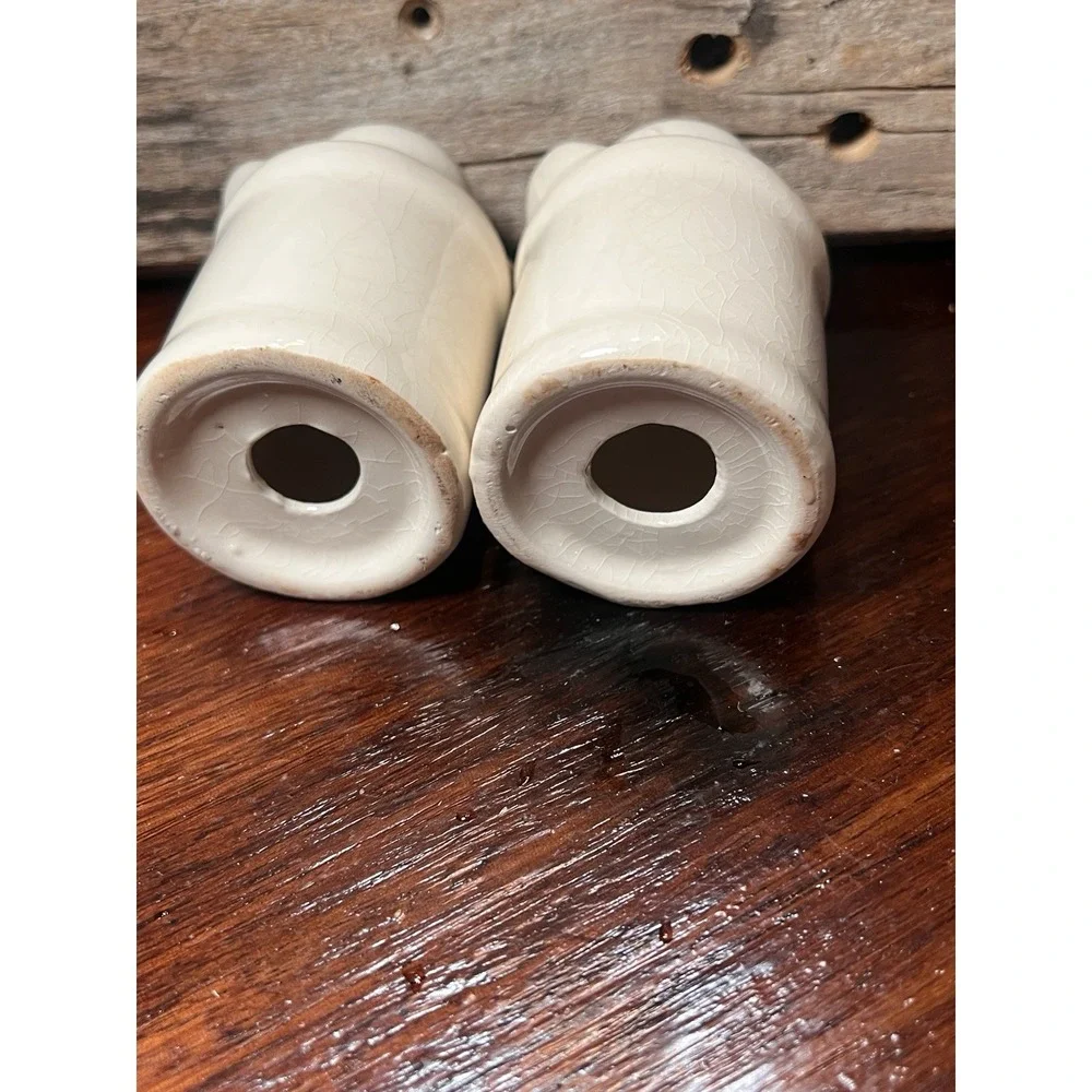 Ceramic Milk Cans Salt and Pepper Shakers Country Style Silk Ribbon Rose Vintage
